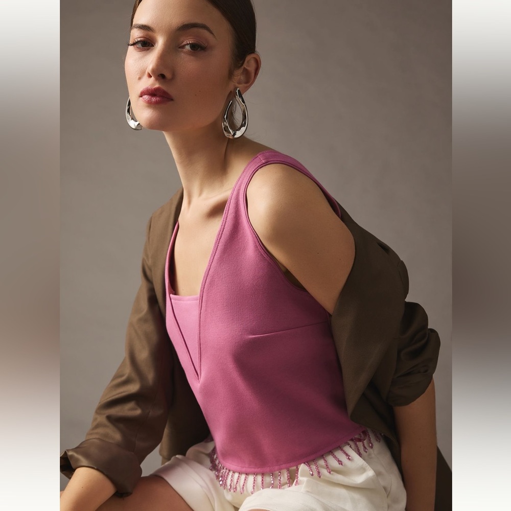 Anthropologie NWT Sz Sm crystal fringe top; sold out @anthro